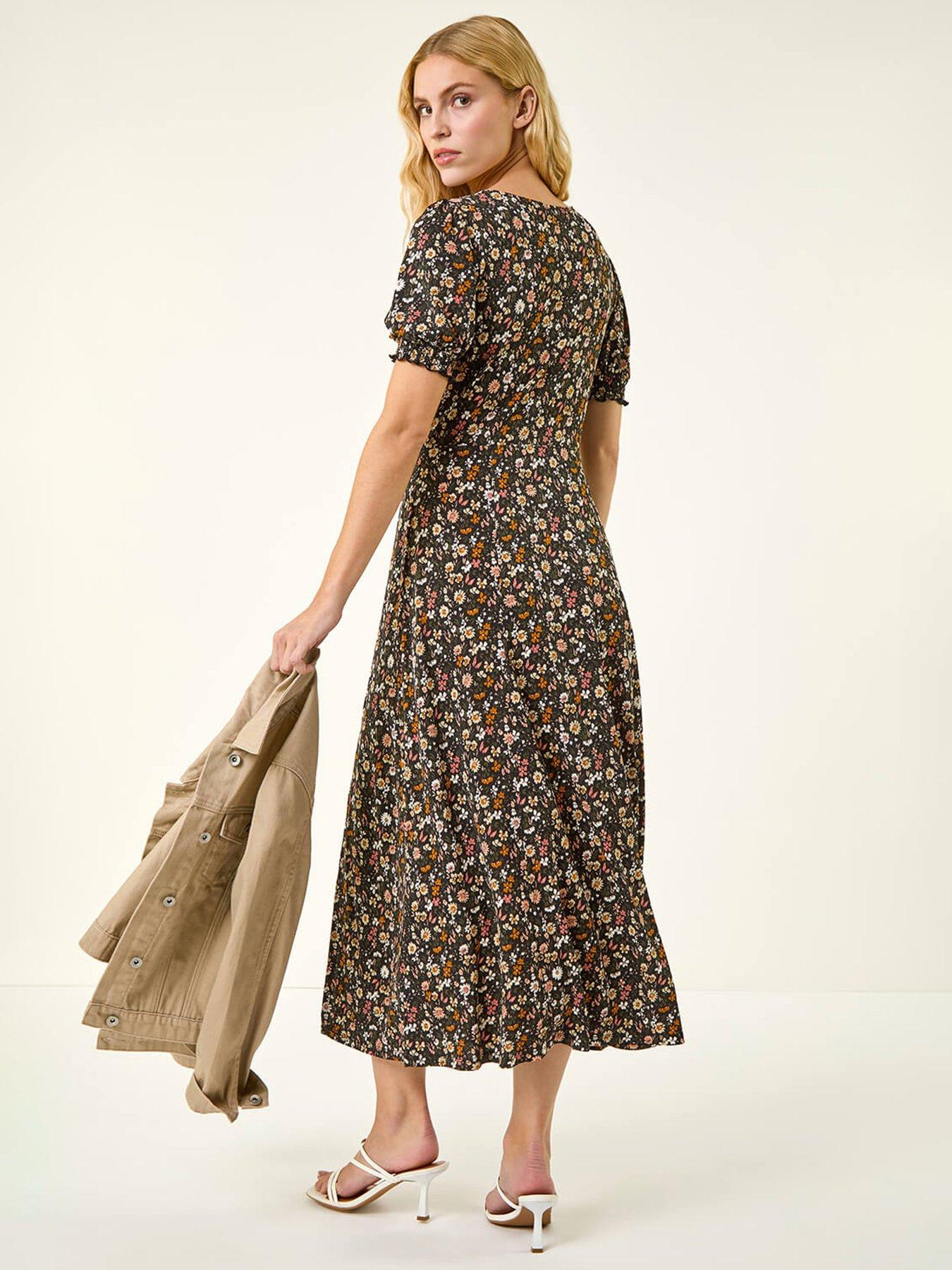Image 2 of 5 of Roman Floral Ruched Midi Dress