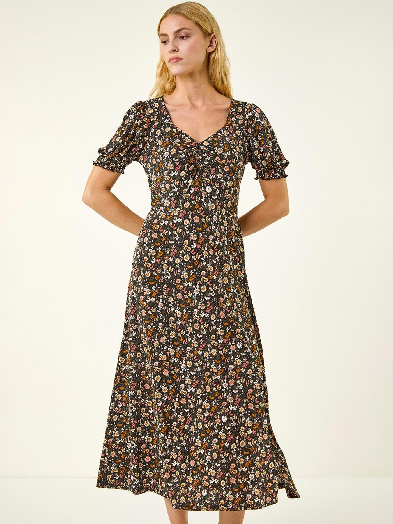 Image 3 of 5 of Roman Floral Ruched Midi Dress