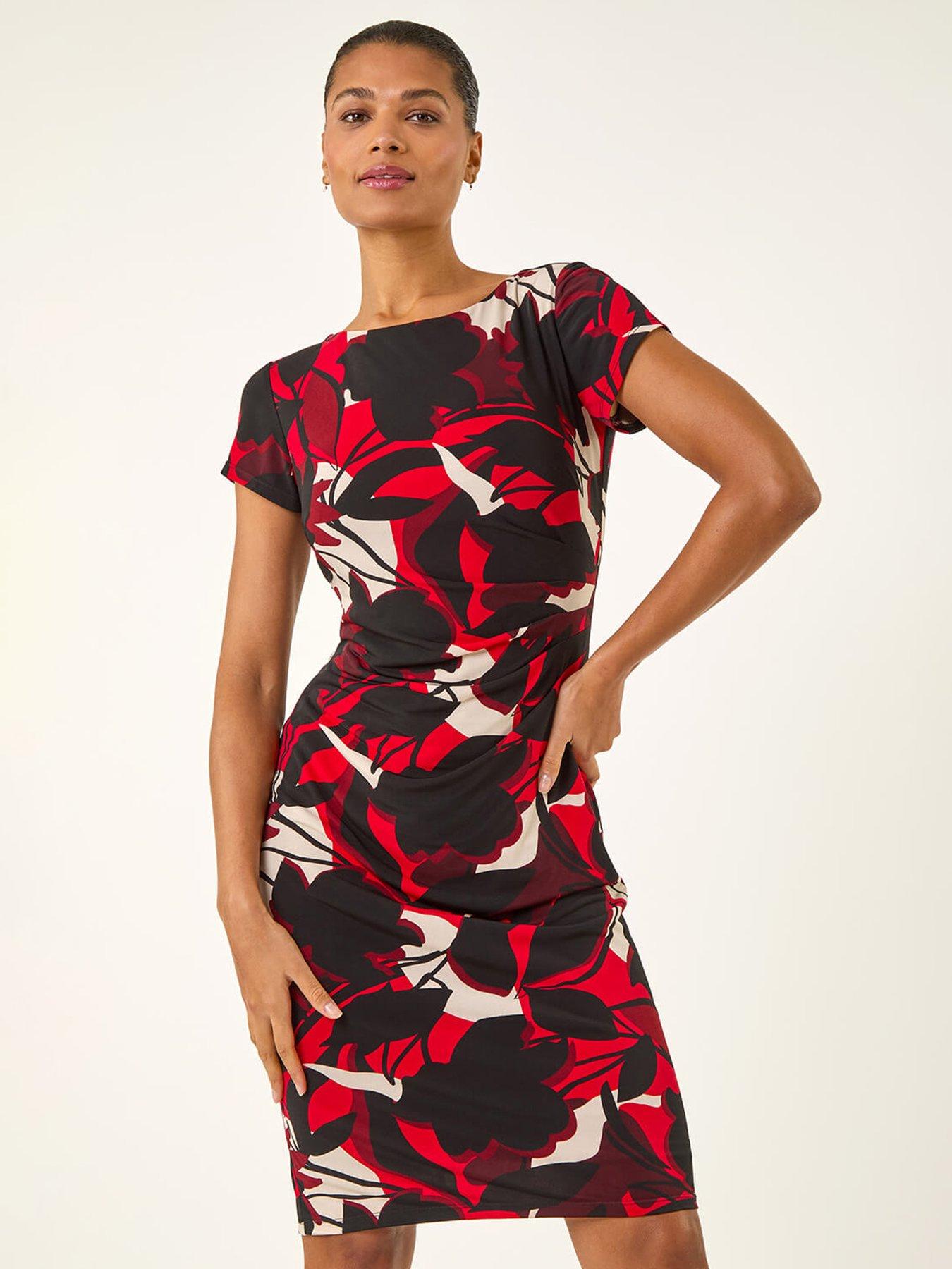 roman-leaf-print-gathered-shift-dressfront