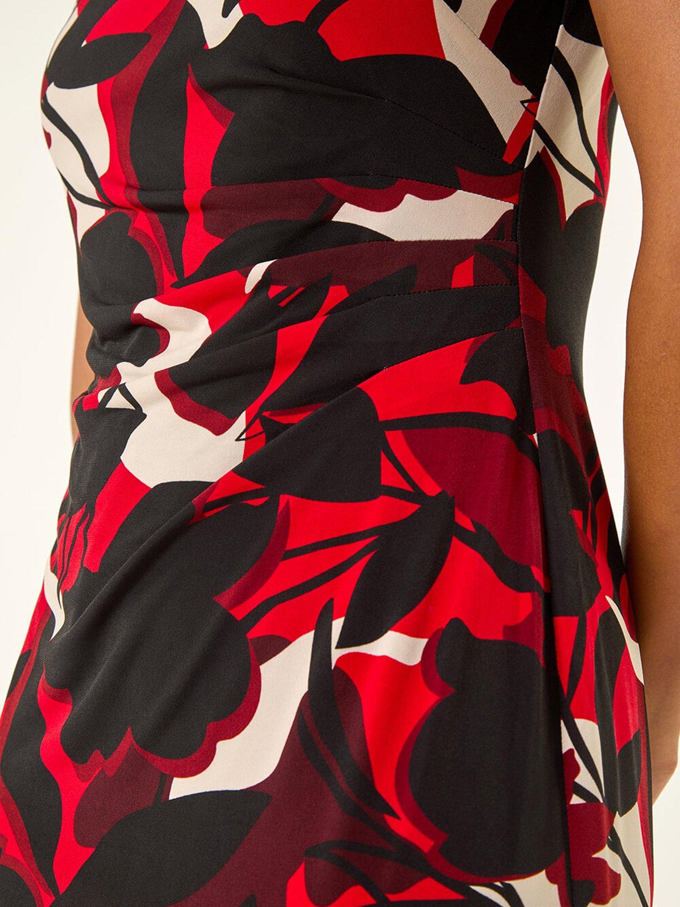 roman-leaf-print-gathered-shift-dressdetail