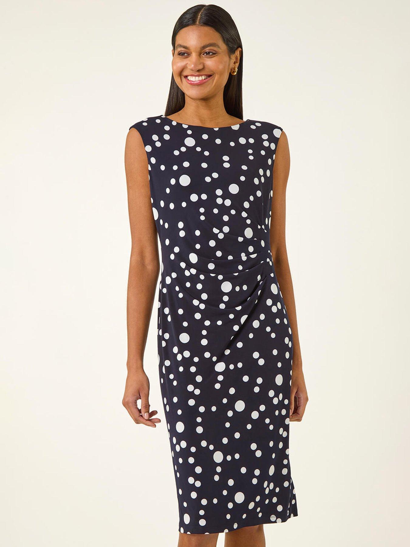 roman-spot-print-gathered-stretch-dressback