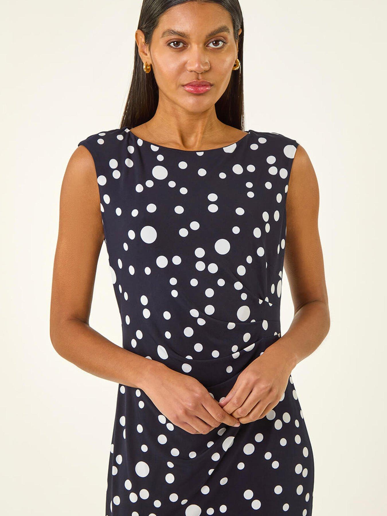 roman-spot-print-gathered-stretch-dressoutfit