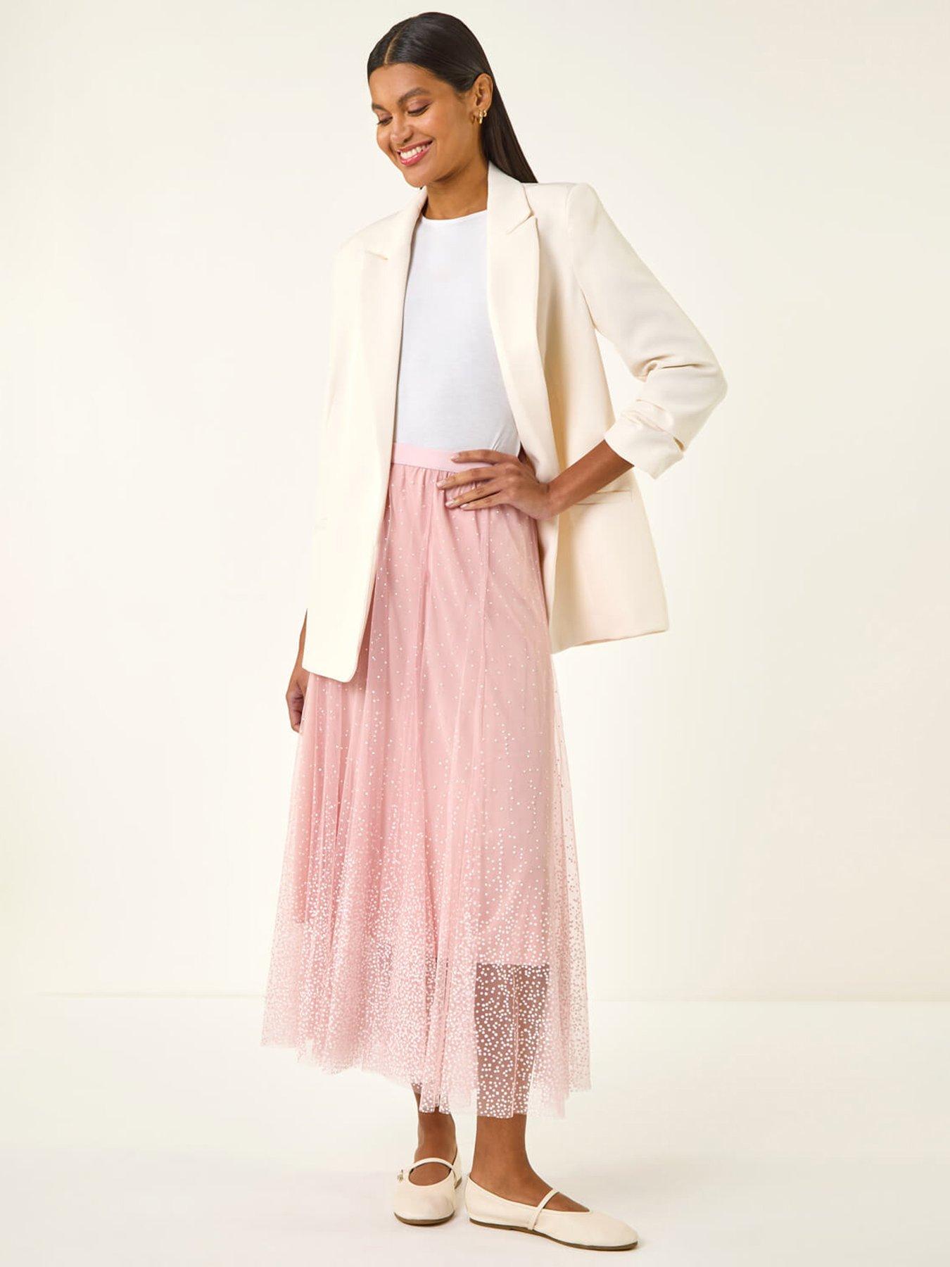 Image 3 of 5 of Roman Polka Dot Print Elasticated Mesh Skirt