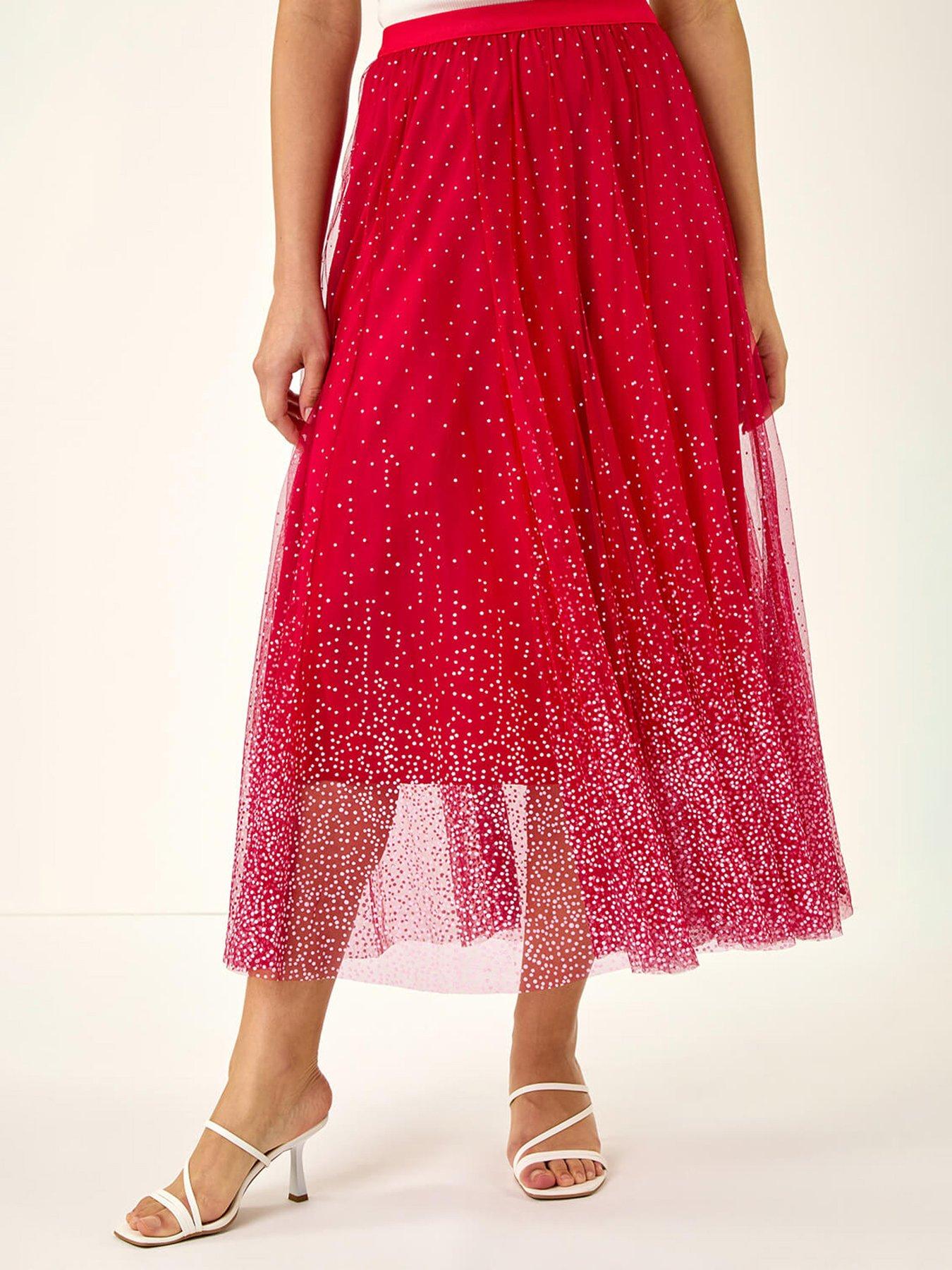 roman-polka-dot-print-elasticated-mesh-skirtfront