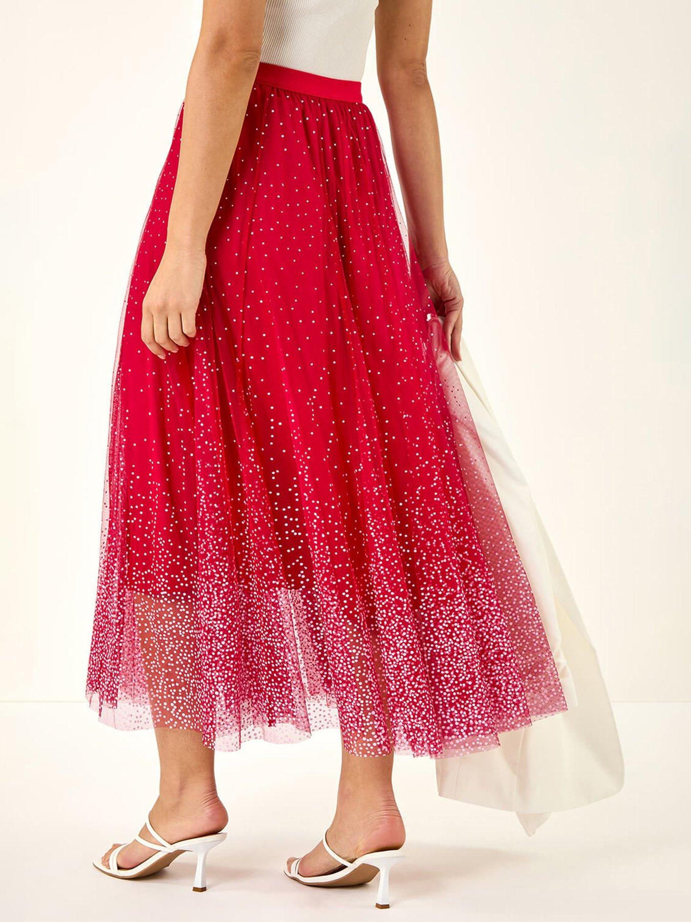 roman-polka-dot-print-elasticated-mesh-skirtstillFront
