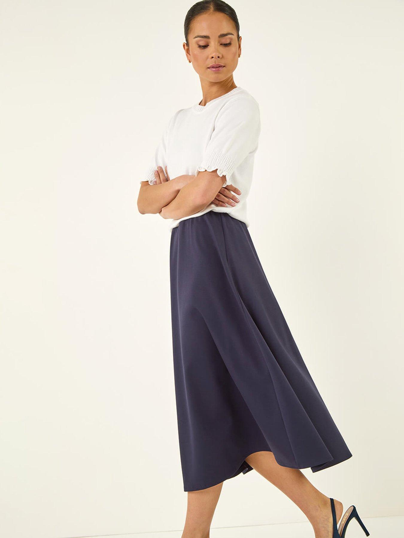 Image 4 of 5 of Roman Petite Ponte Stretch Midi Skirt