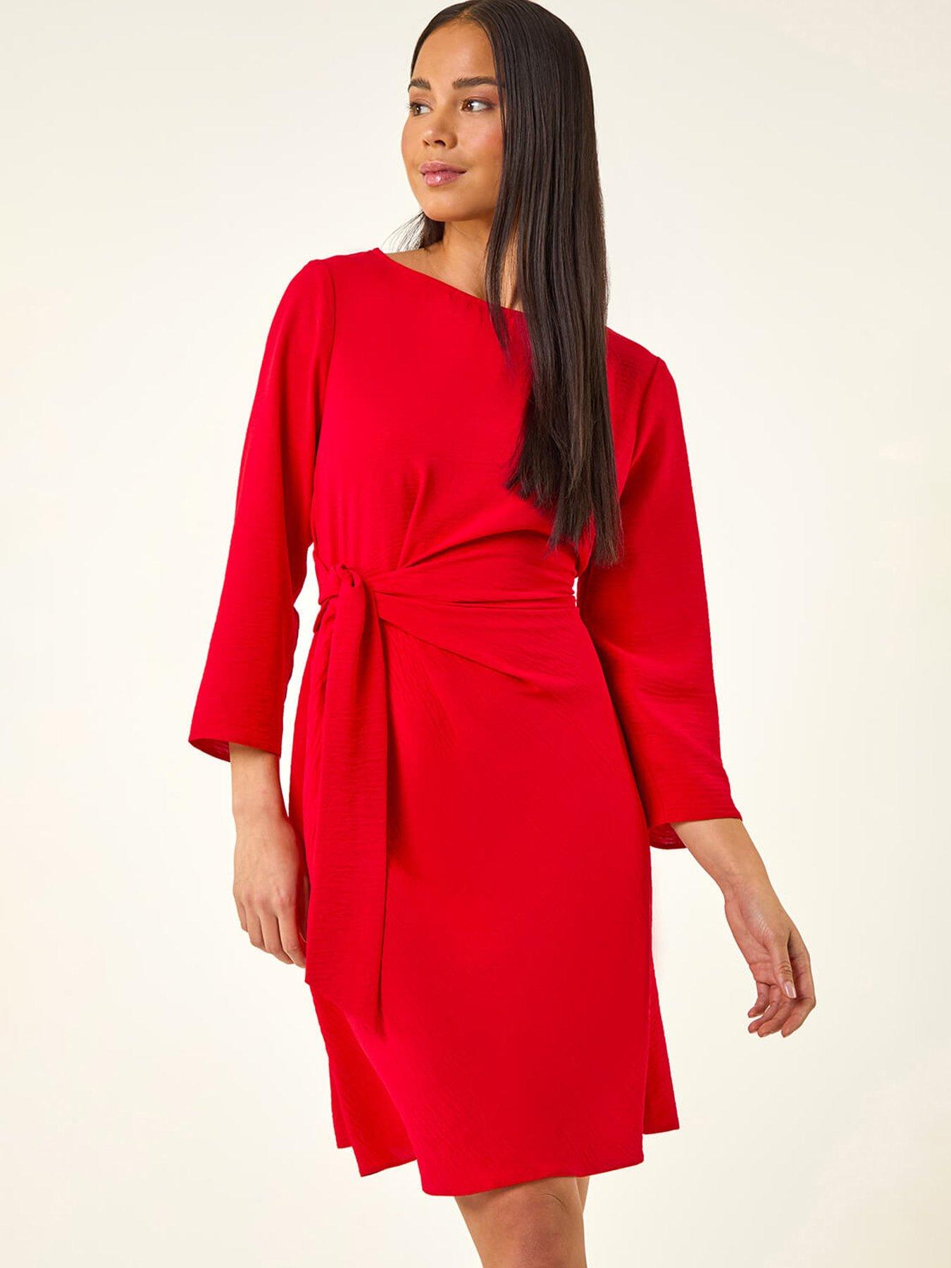 Image 1 of 5 of Roman Petite Tie Waist Front Dress