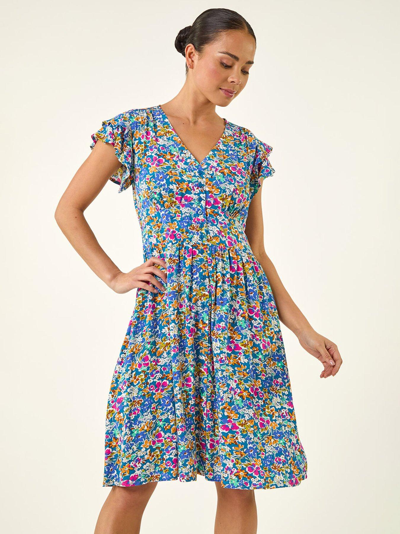 Roman Petite Ditsy Floral Button Dress