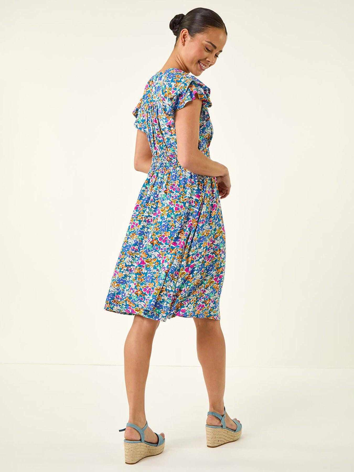 Image 2 of 5 of Roman Petite Ditsy Floral Button Dress
