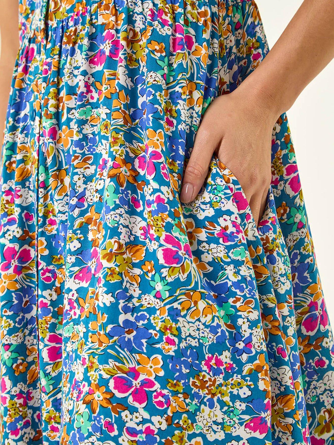 Image 5 of 5 of Roman Petite Ditsy Floral Button Dress