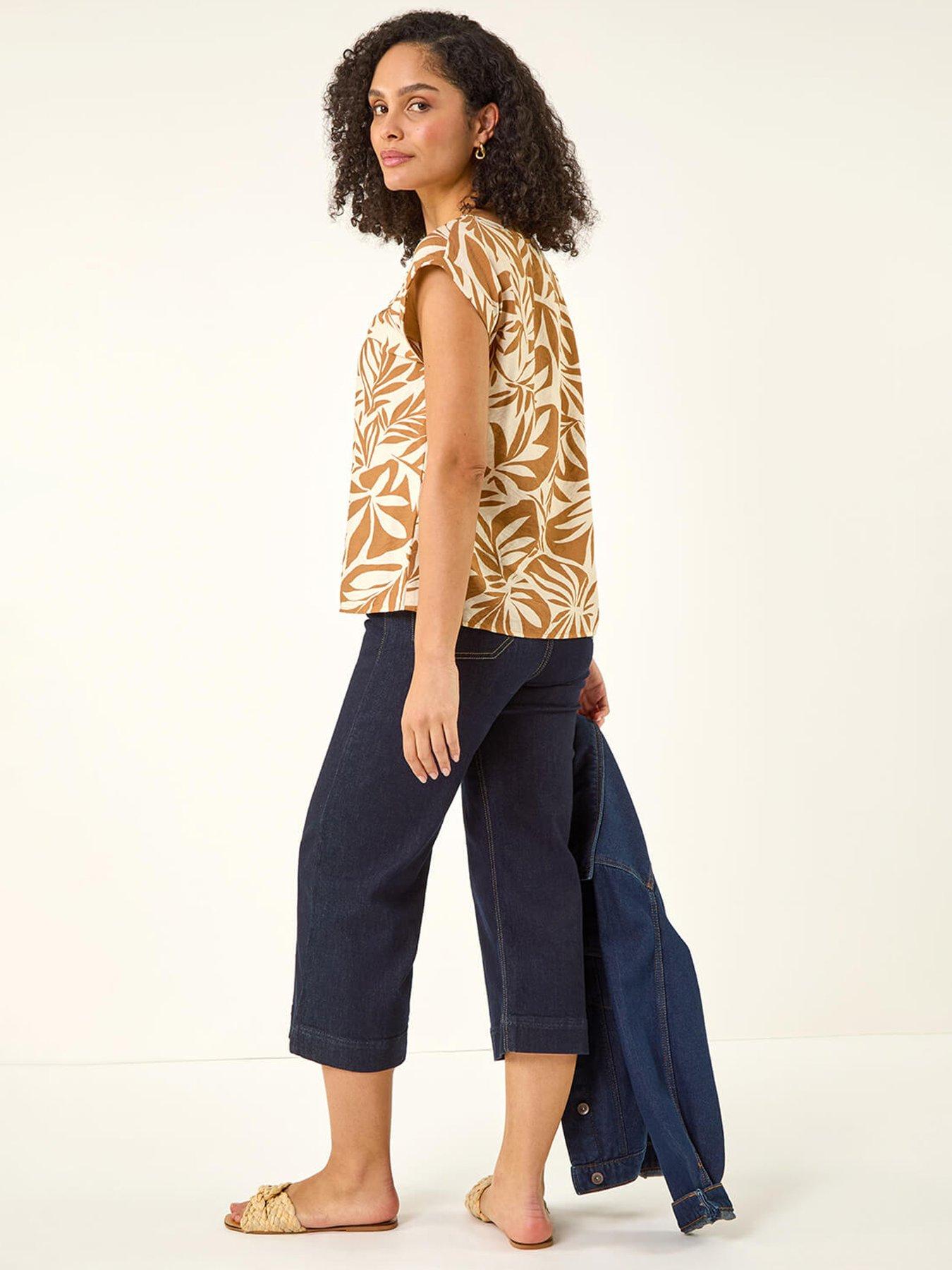 roman-leaf-print-shell-topstillFront