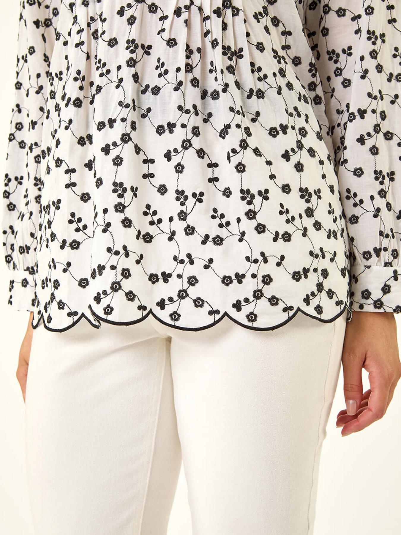 Image 5 of 5 of Roman Floral Embroidered Pintuck Top