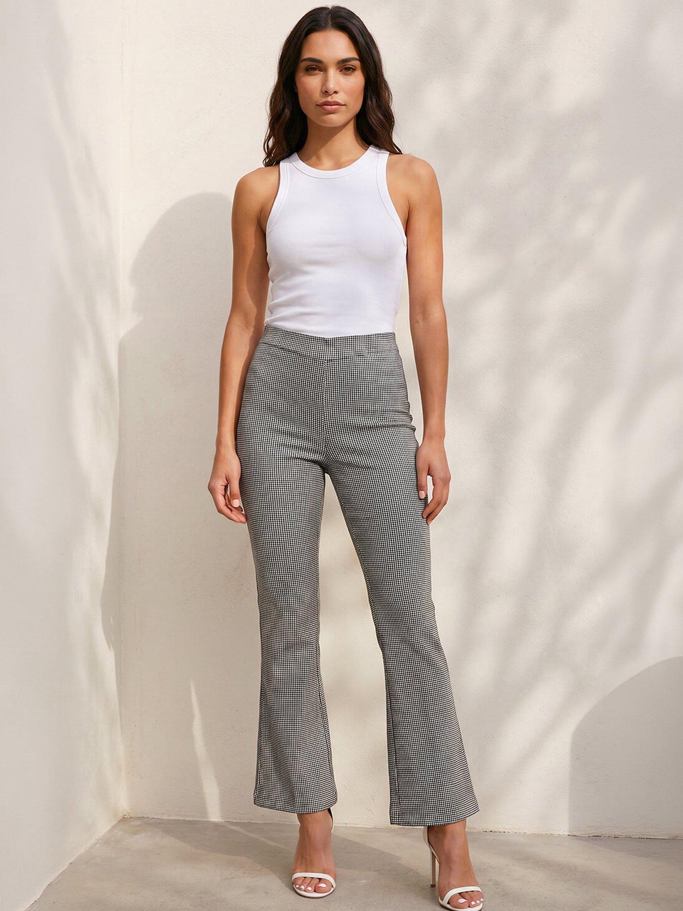 Roman Dogtooth Stretch Wide Leg Trouser