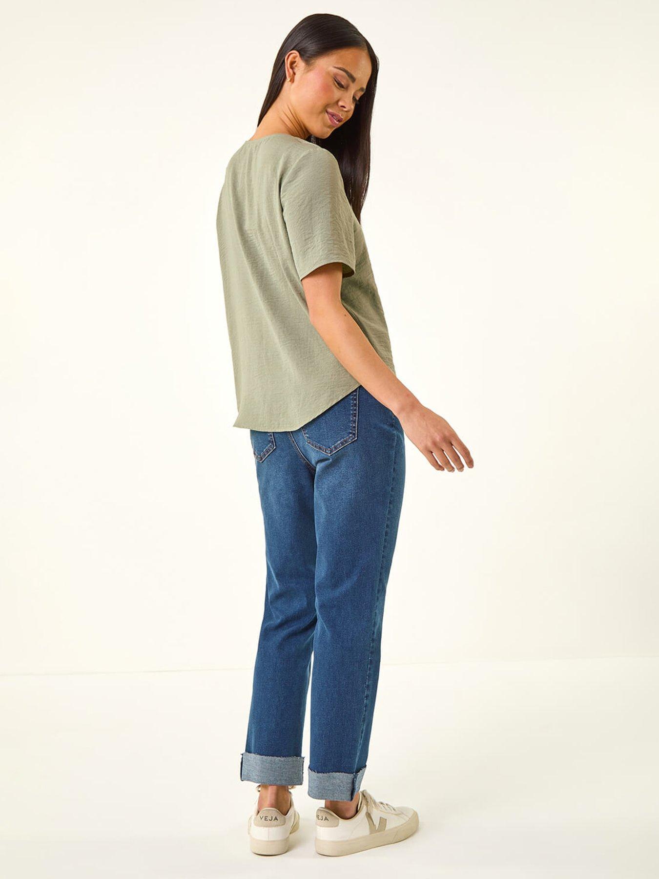 roman-petite-v-neck-button-through-blousestillFront