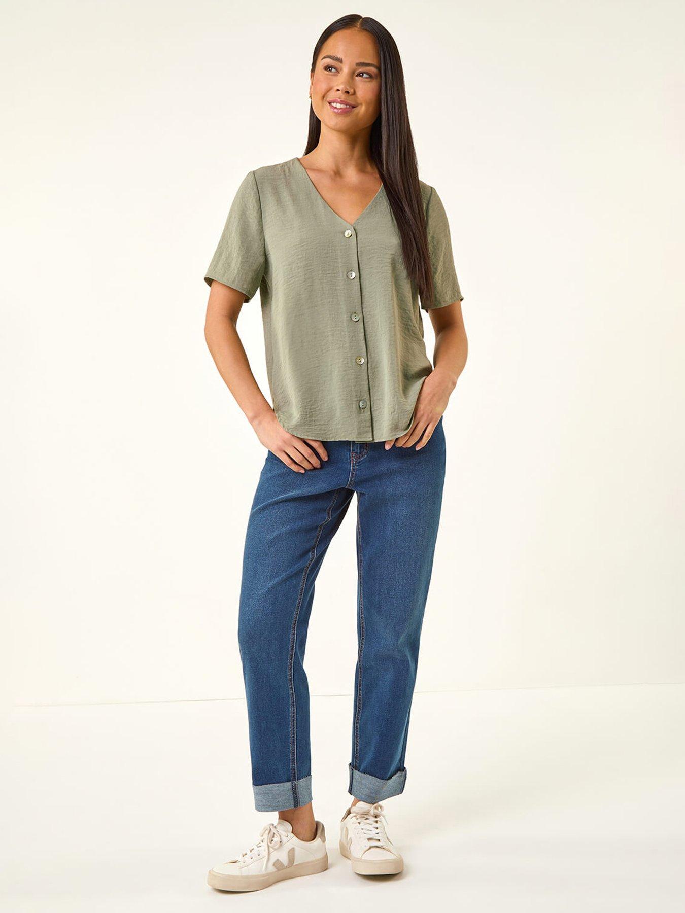 roman-petite-v-neck-button-through-blouseback