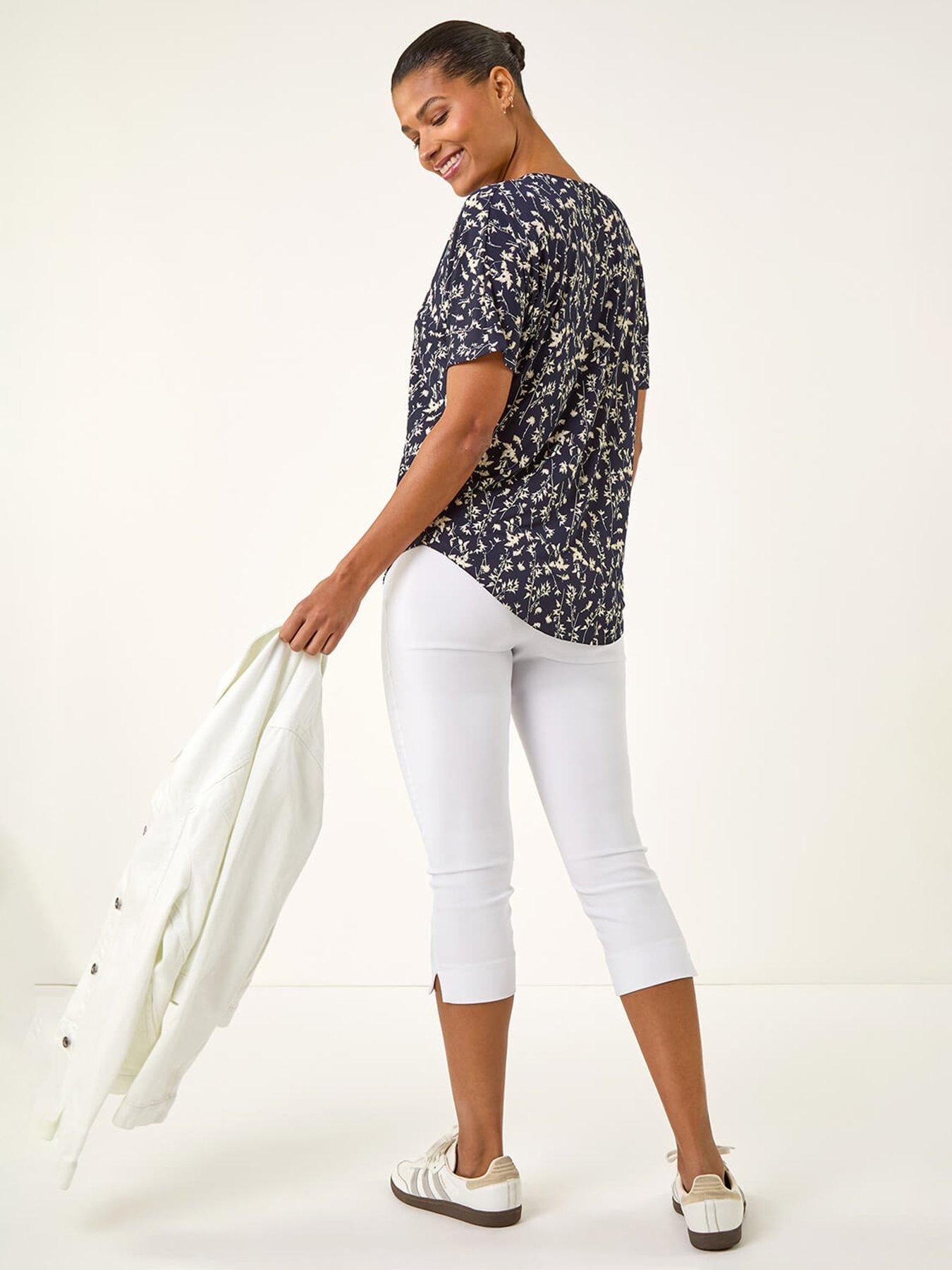 Image 2 of 5 of Roman Floral Puff Print Zip Front Top