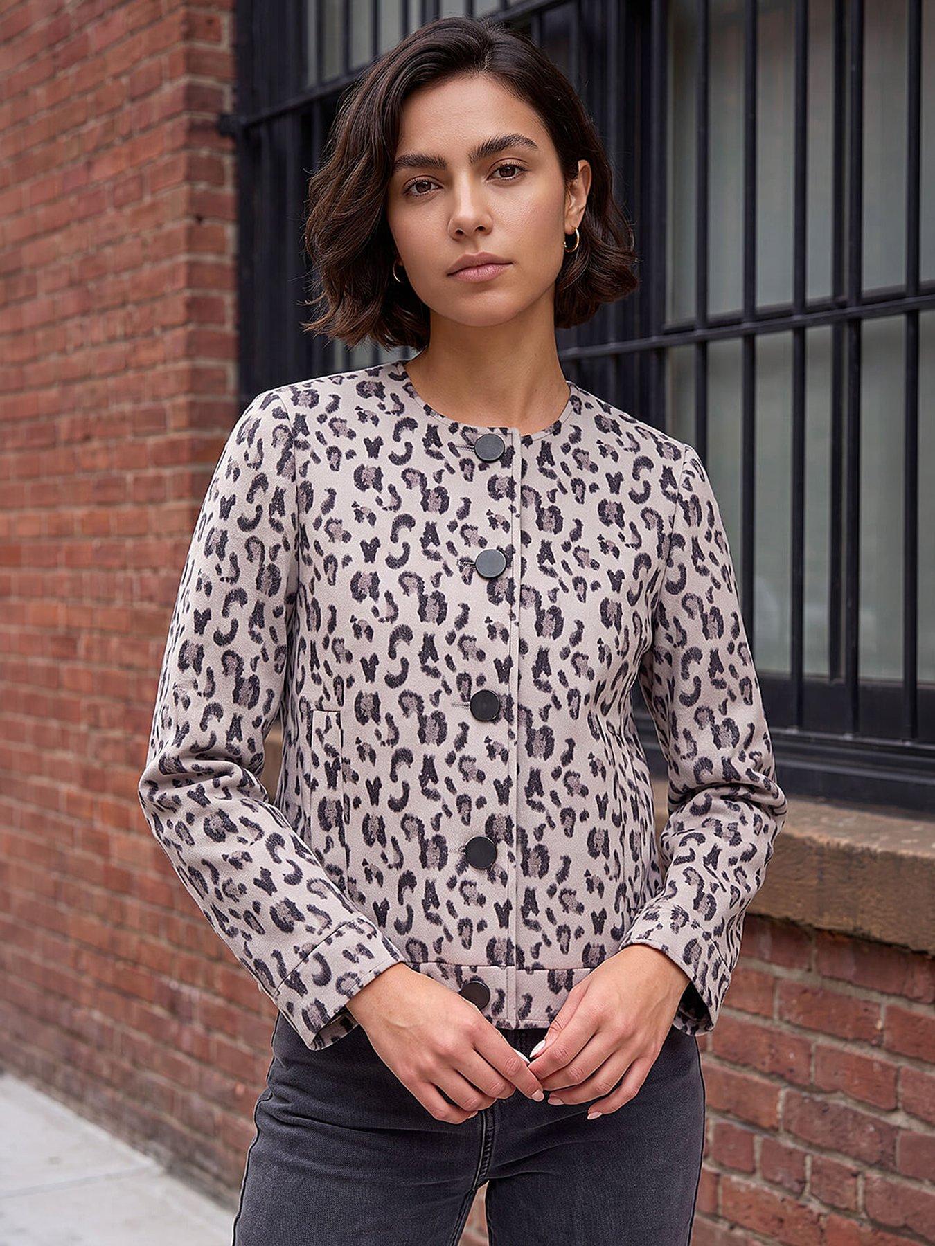 Image 1 of 4 of Roman Animal Print Buttoned Jacket