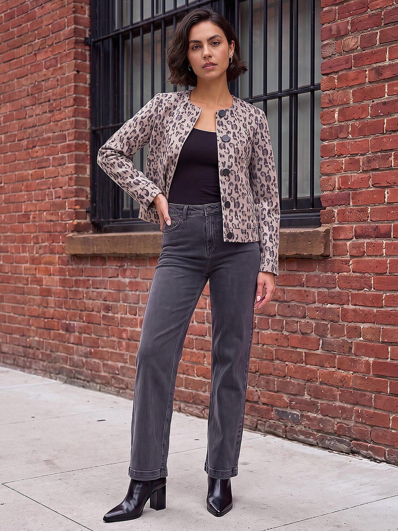 Image 3 of 4 of Roman Animal Print Buttoned Jacket