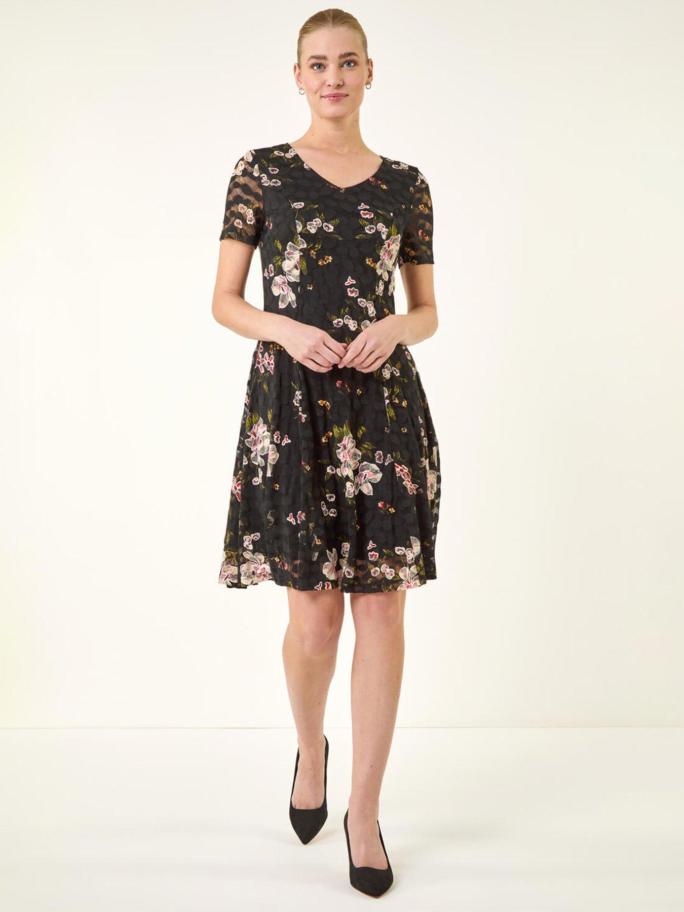 roman-floral-print-lace-stretch-dressfront