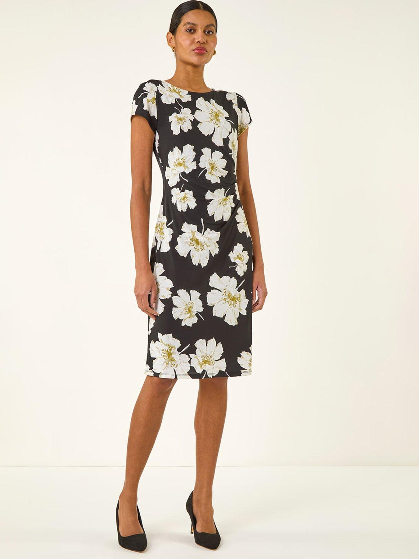 Roman Floral Gathered Shift Dress