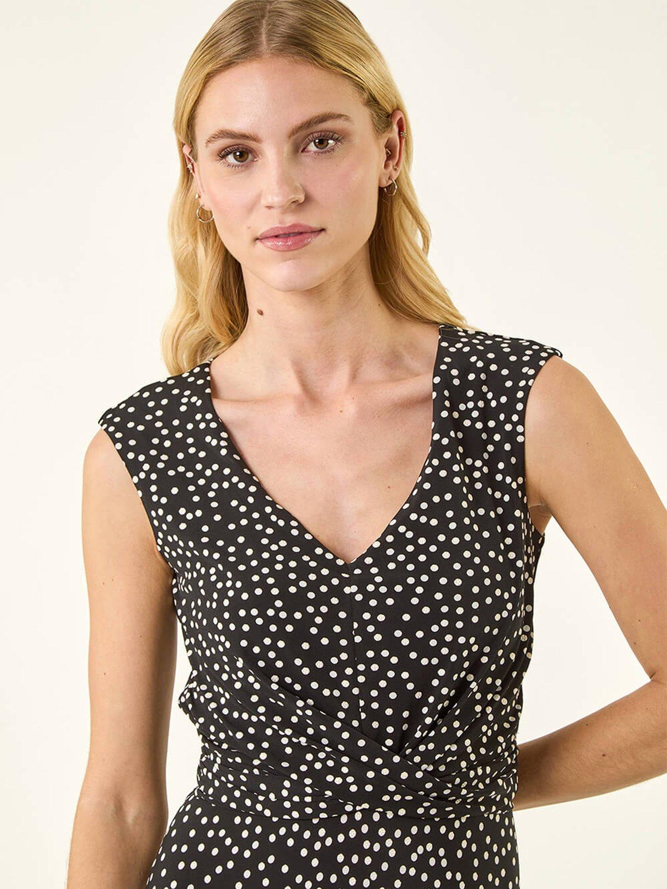 roman-spot-print-twist-front-dressoutfit