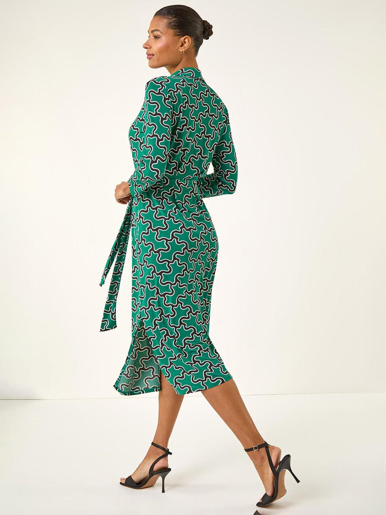 Image 2 of 5 of Roman Abstract Buttoned Shirt Dress