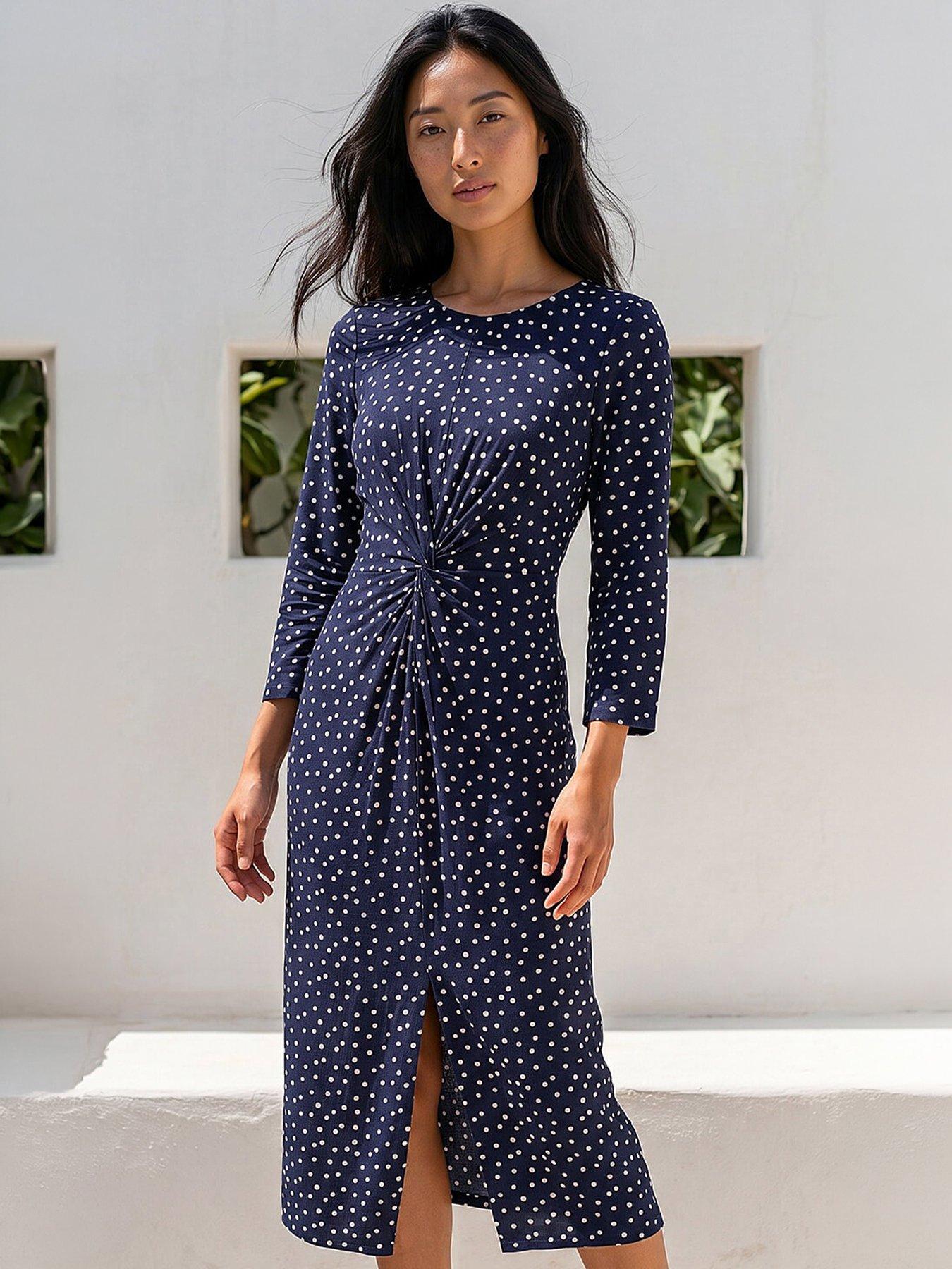 Image 1 of 4 of Roman Petite Spot Front Knot Dress