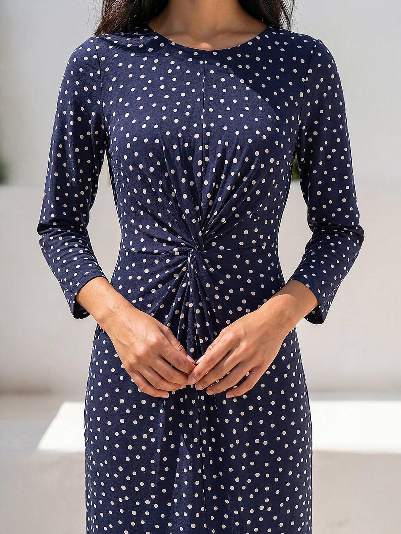 Image 2 of 4 of Roman Petite Spot Front Knot Dress