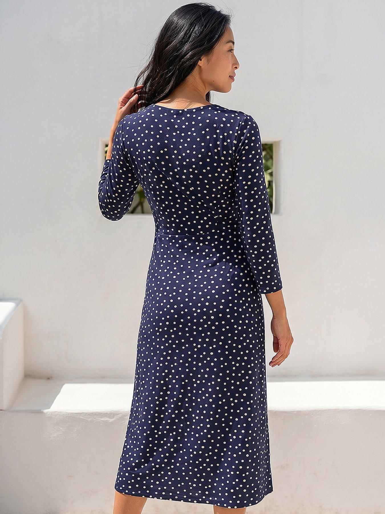 Image 3 of 4 of Roman Petite Spot Front Knot Dress