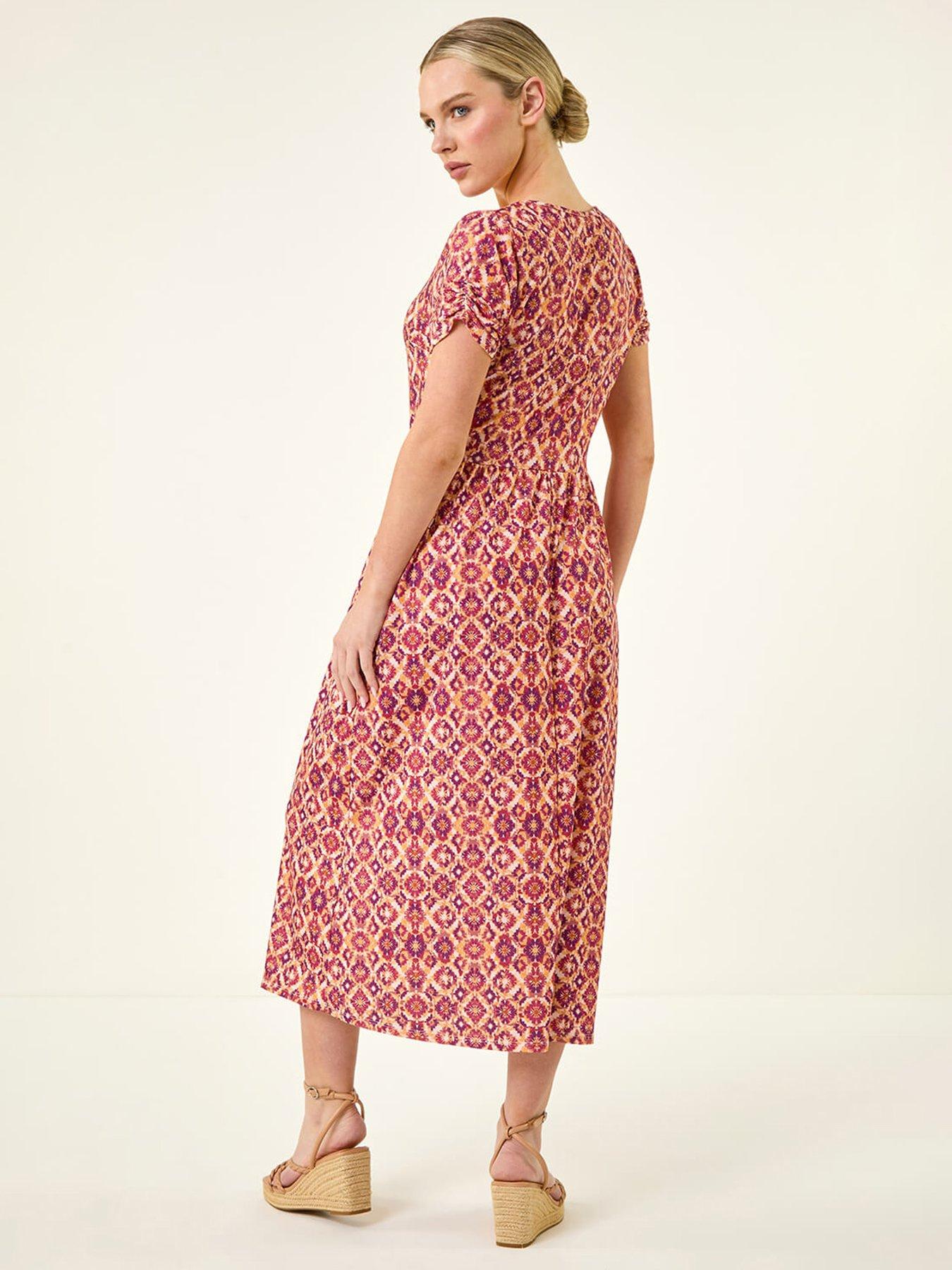 Image 2 of 5 of Roman Petite Abstract Midi Dress