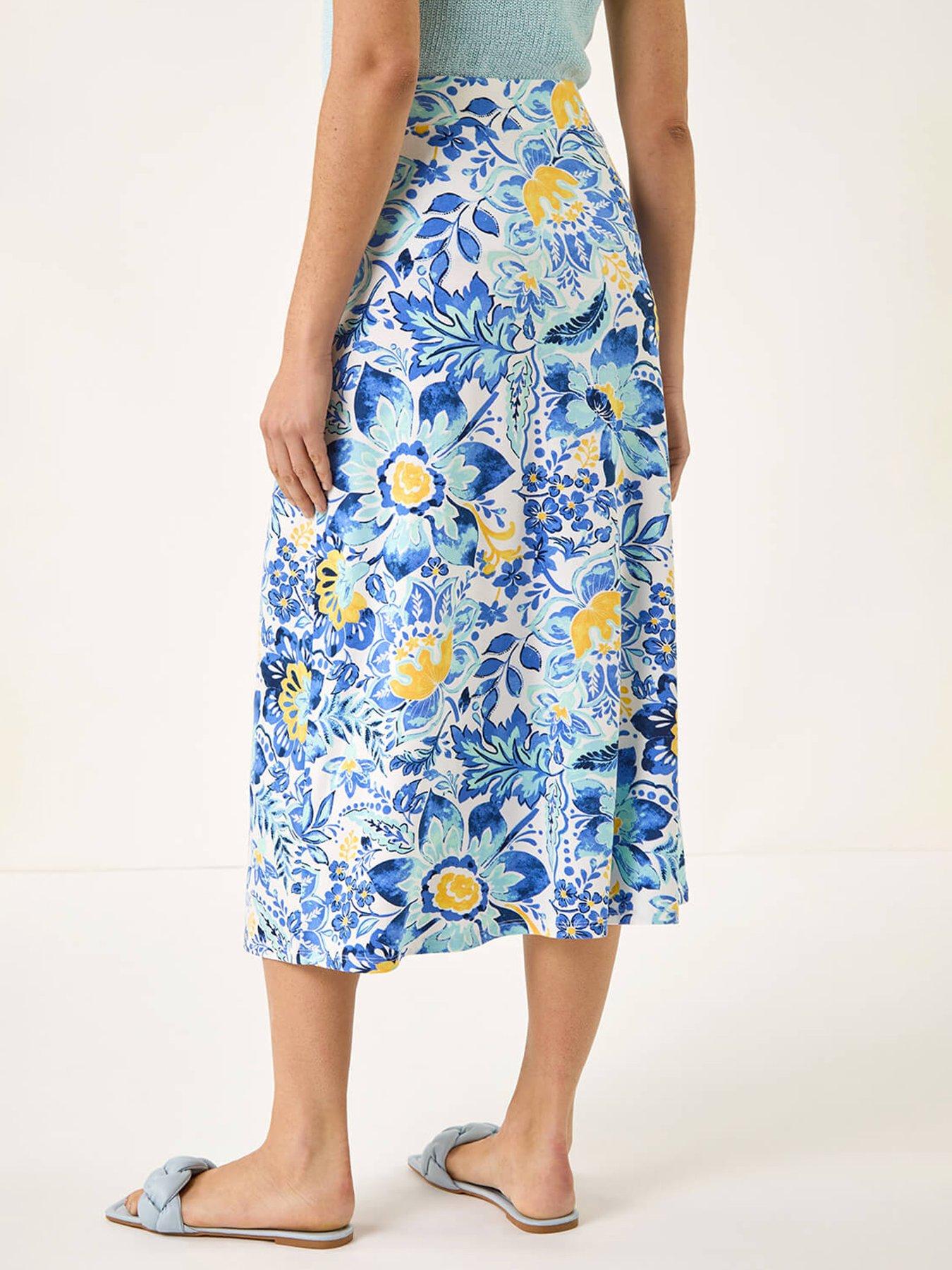 roman-floral-print-stretch-midi-skirtstillFront