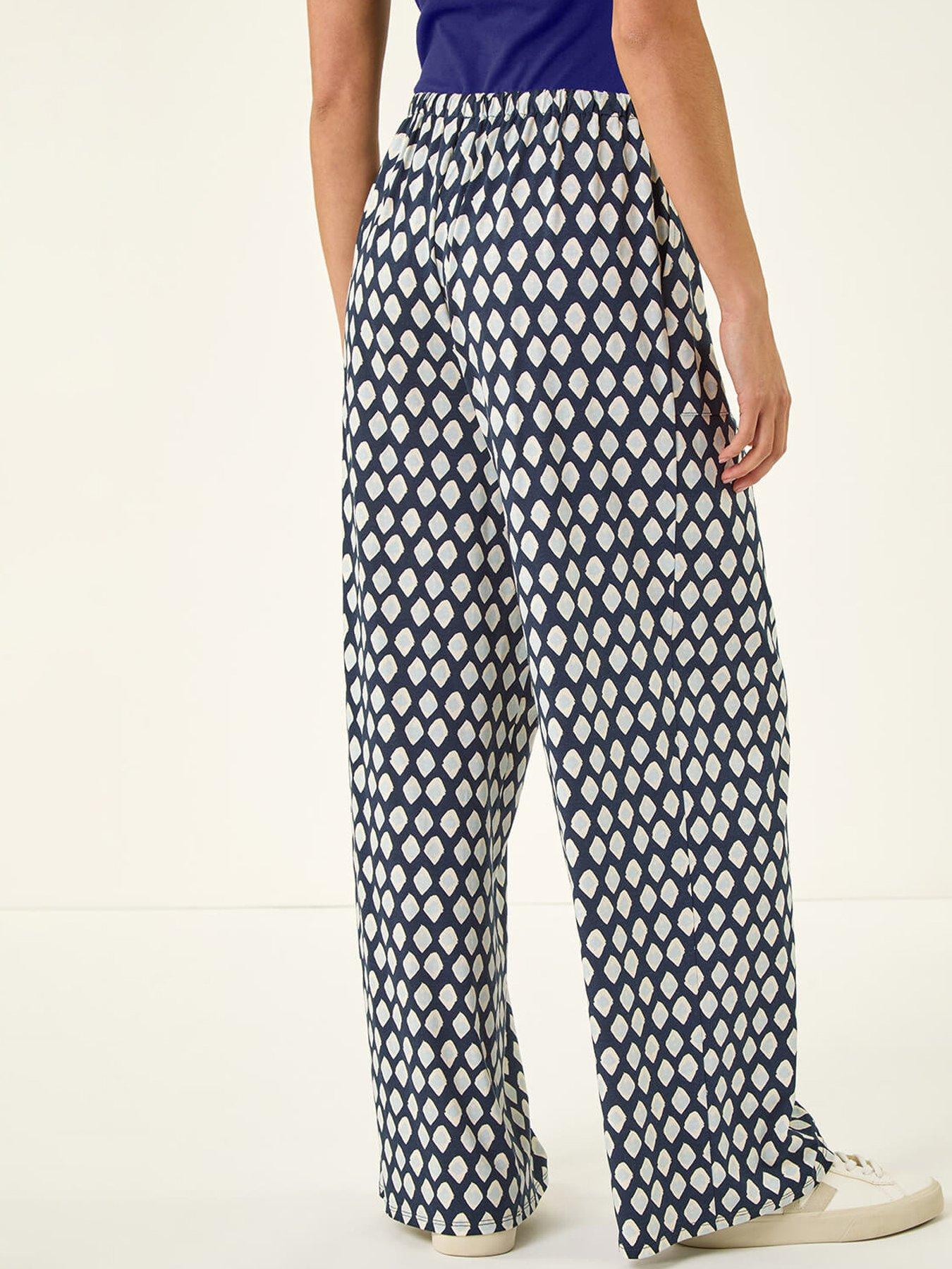 Image 2 of 5 of Roman Petite Geo Print Wide Leg Stretch Trouser