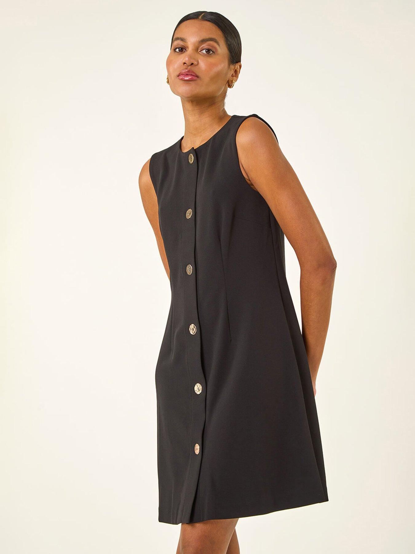 Image 1 of 5 of Roman Button Through Stretch Mini Dress