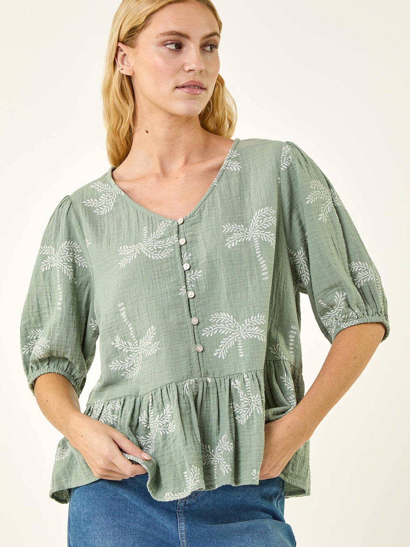 roman-palm-tree-print-peplum-topoutfit