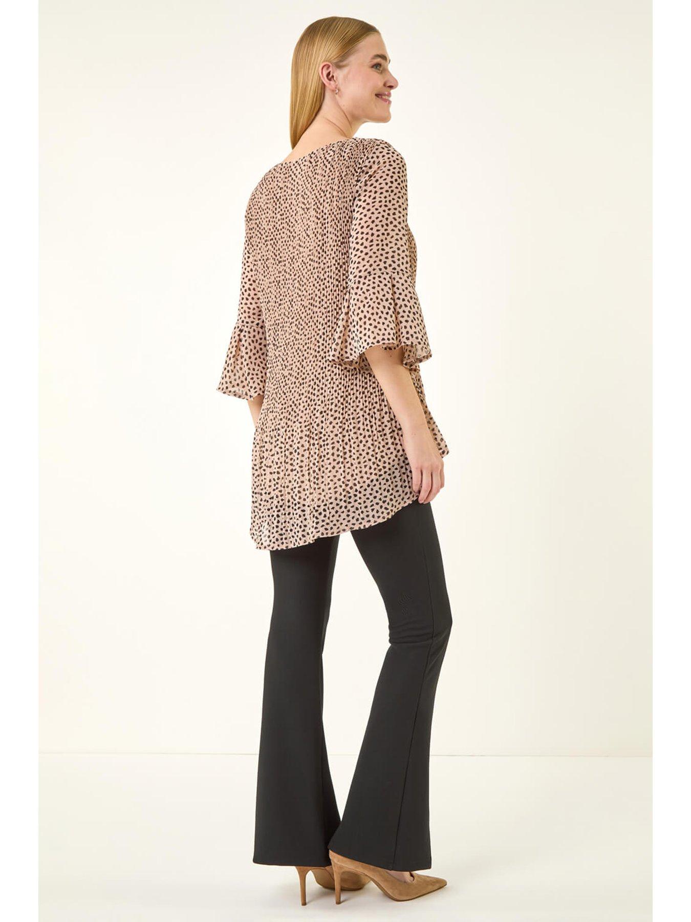 Image 2 of 5 of Roman Spot Print Pleated Tunic Top