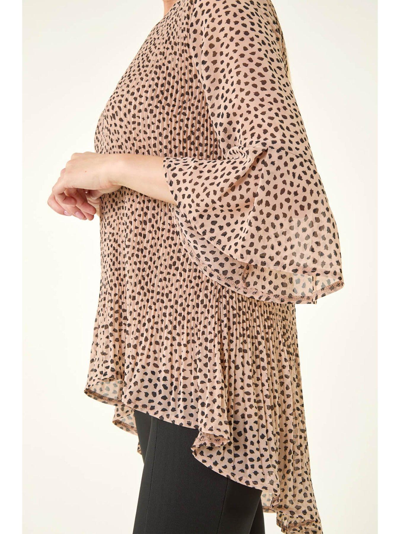 Image 4 of 5 of Roman Spot Print Pleated Tunic Top