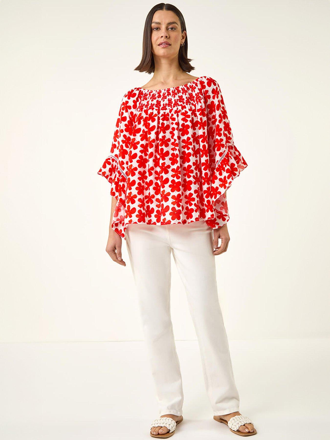 Image 3 of 5 of Roman Floral Print Bardot Top