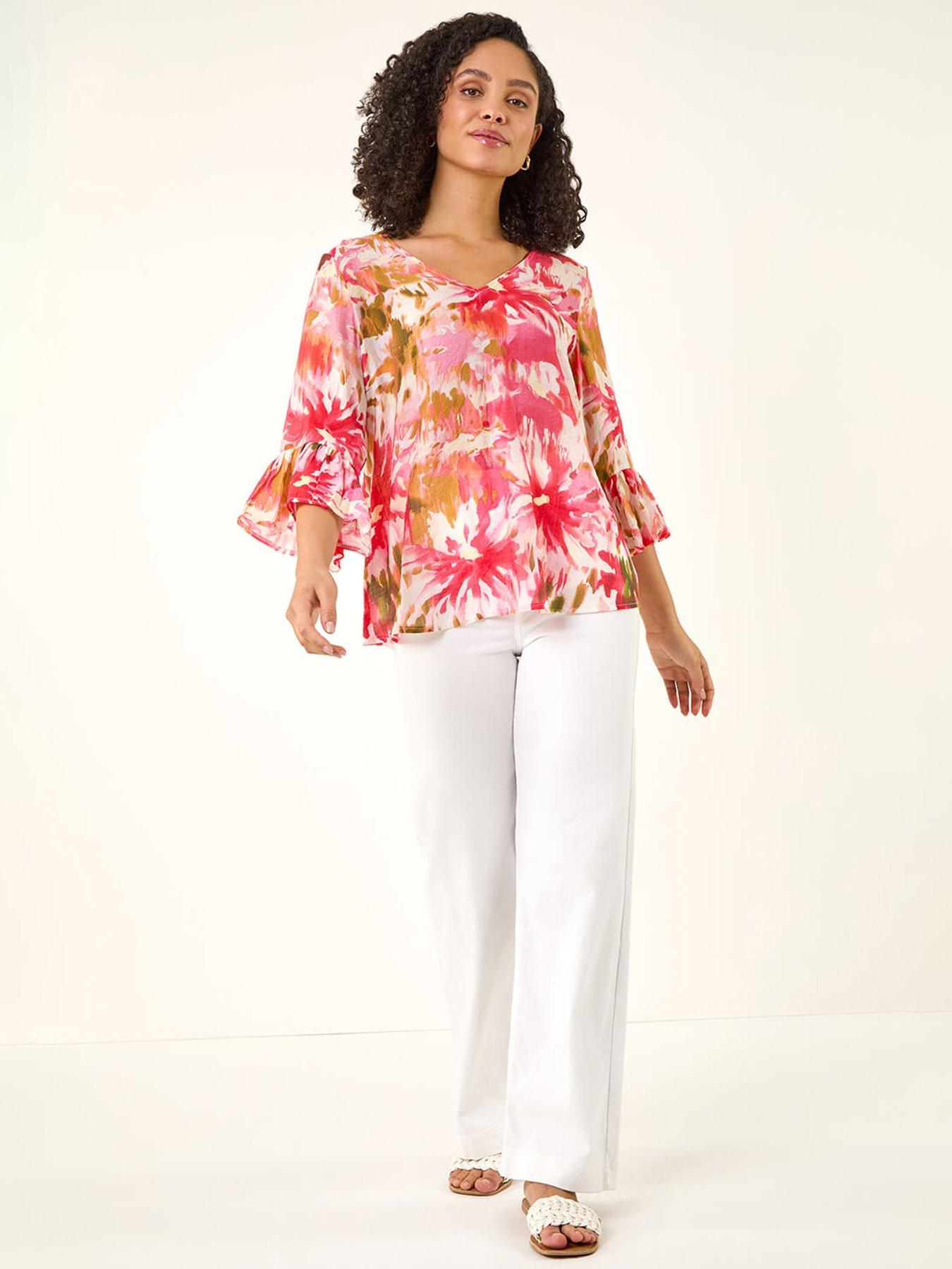 roman-abstract-floral-flare-sleeve-topback
