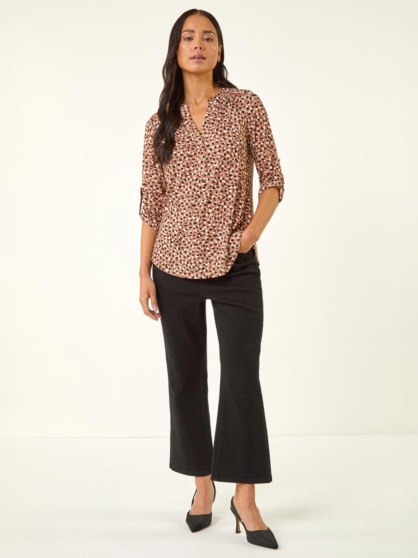 roman-petite-animal-print-button-stretch-shirtback