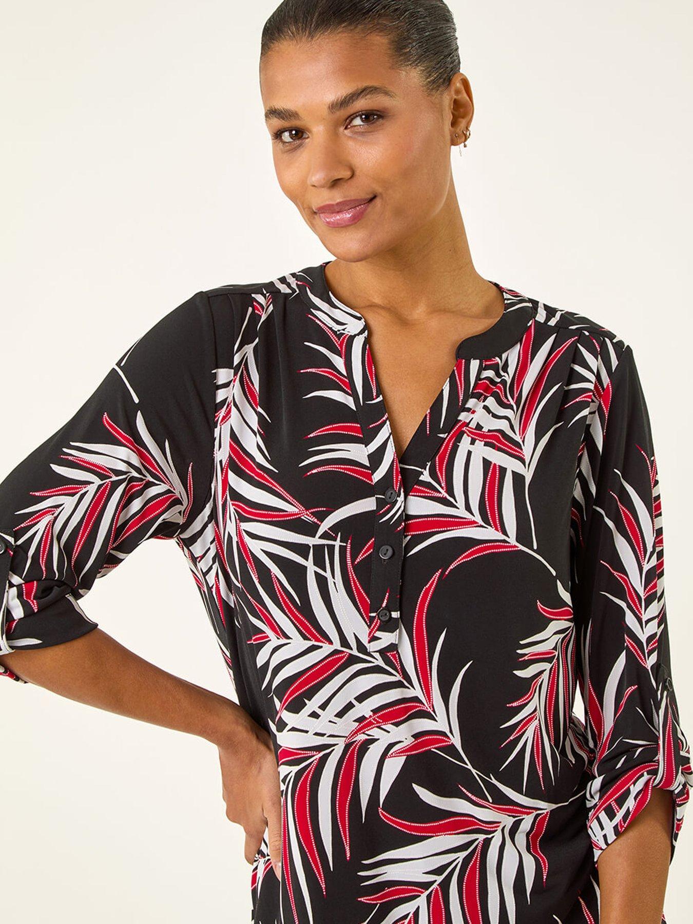 Image 4 of 5 of Roman Textured Leaf Puff Print Shirt