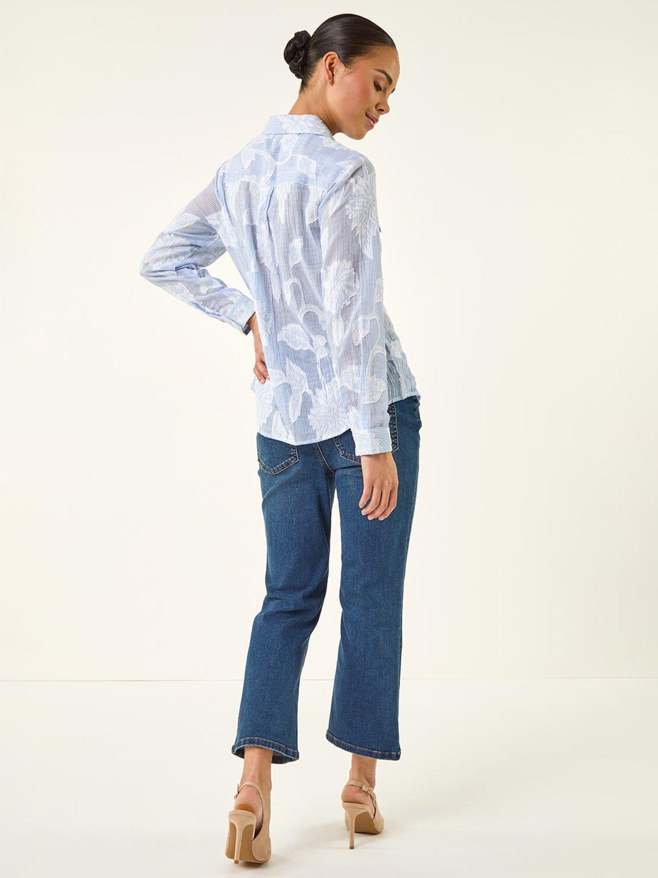 Image 2 of 5 of Roman Petite Floral Jacquard Buttoned Blouse