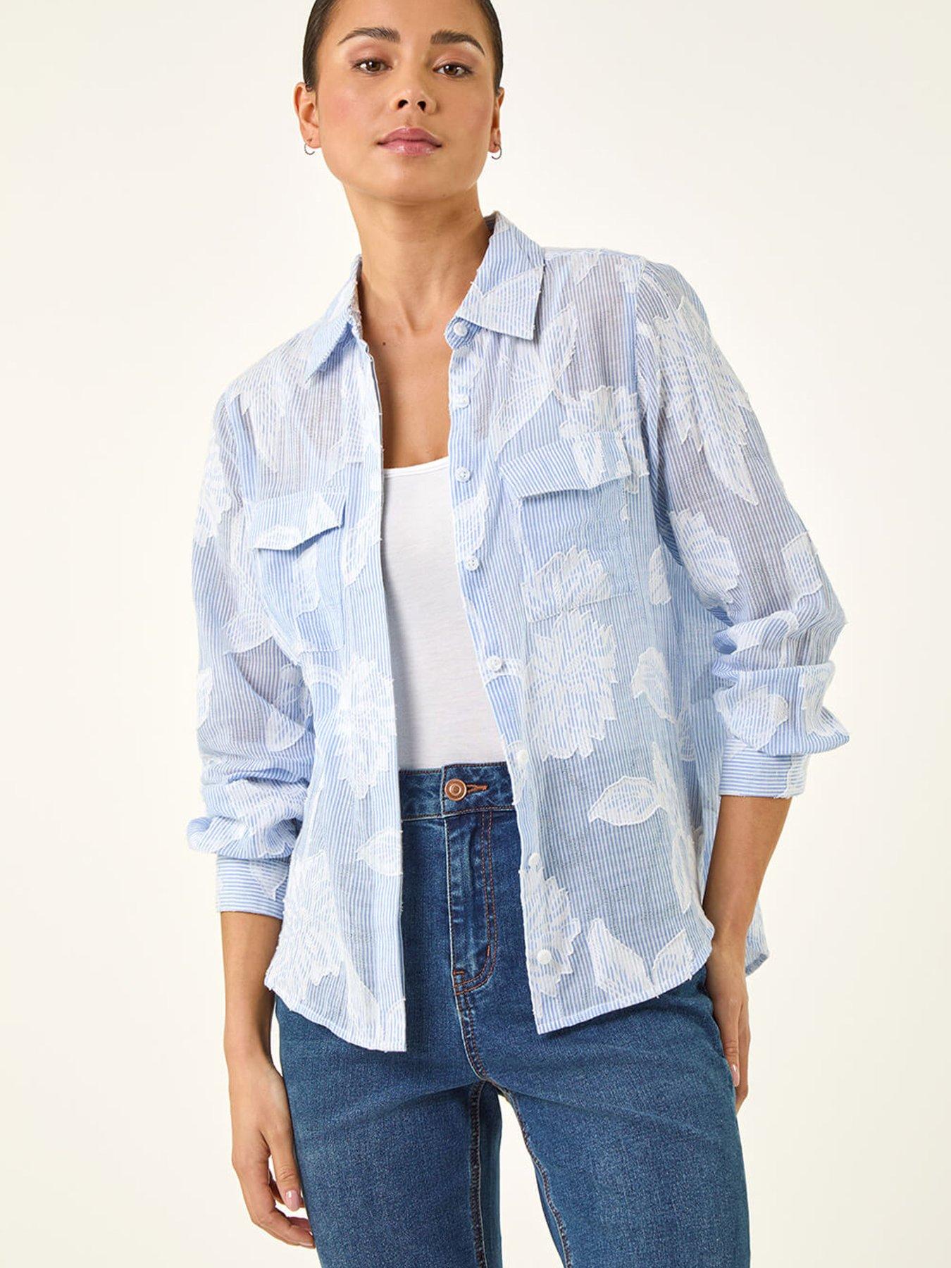 Image 4 of 5 of Roman Petite Floral Jacquard Buttoned Blouse
