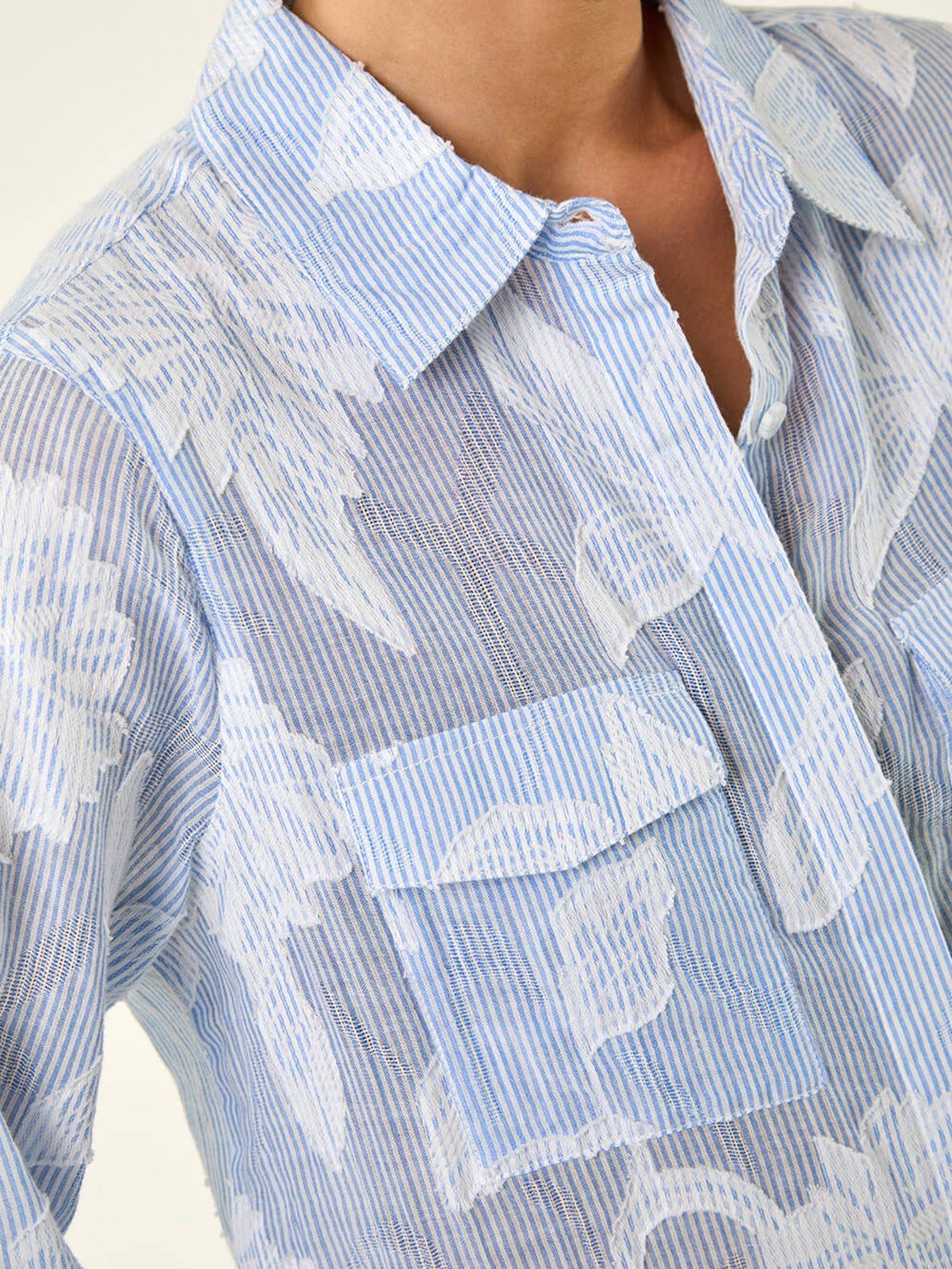 Image 5 of 5 of Roman Petite Floral Jacquard Buttoned Blouse