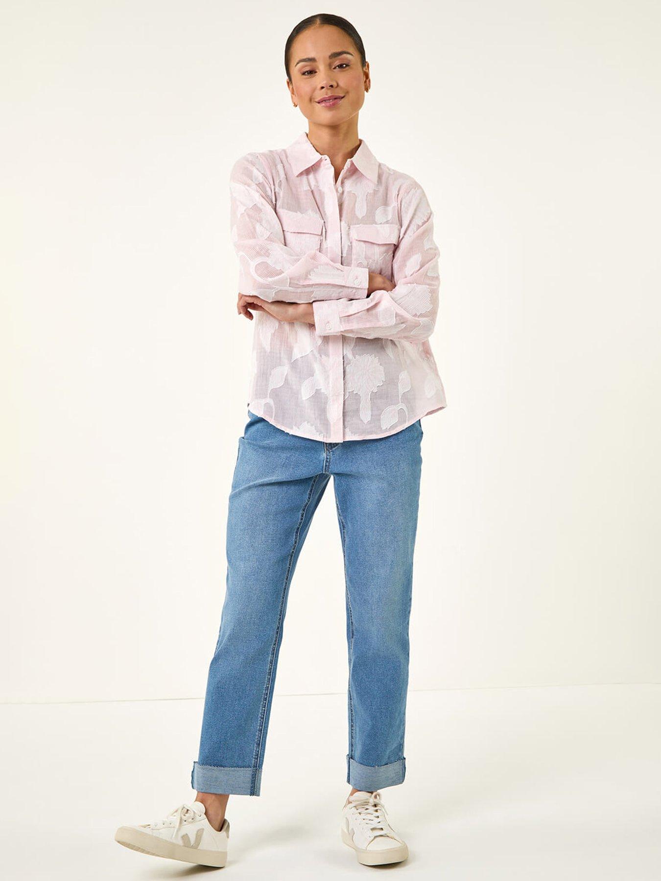 Image 3 of 5 of Roman Petite Floral Jacquard Buttoned Blouse