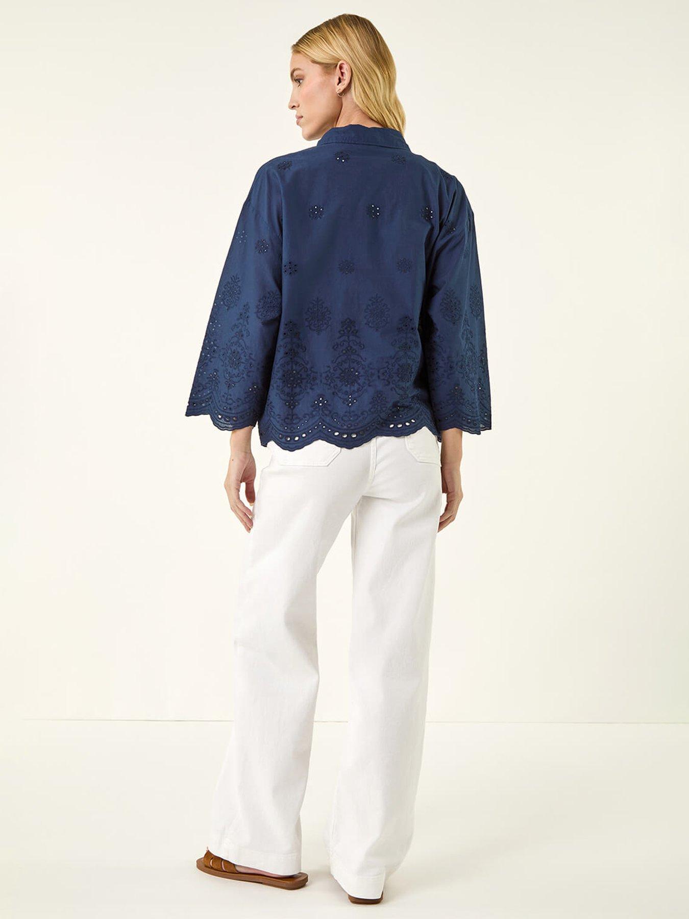 Image 2 of 5 of Roman Broderie Hem Buttoned Shirt