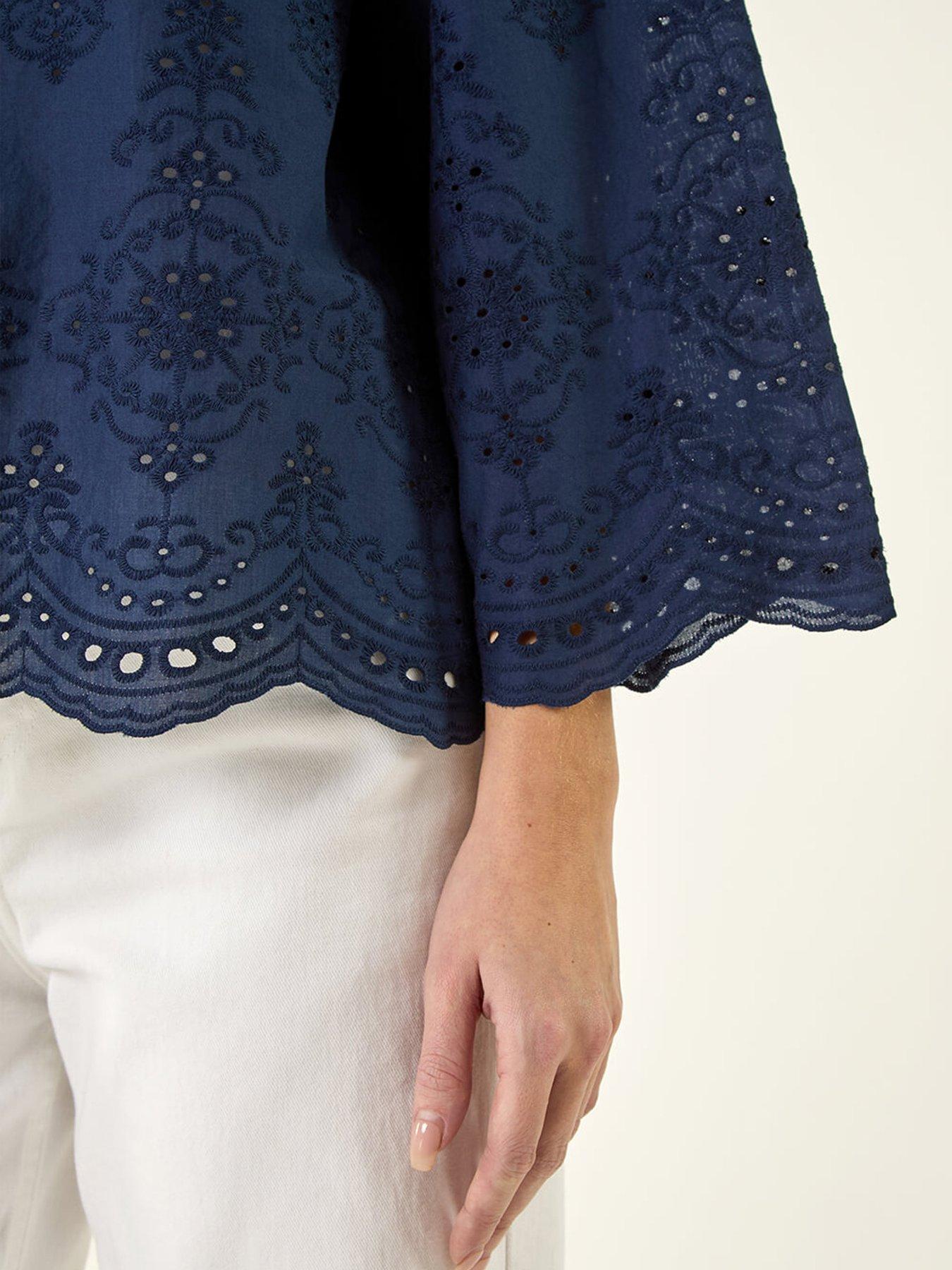 Image 5 of 5 of Roman Broderie Hem Buttoned Shirt