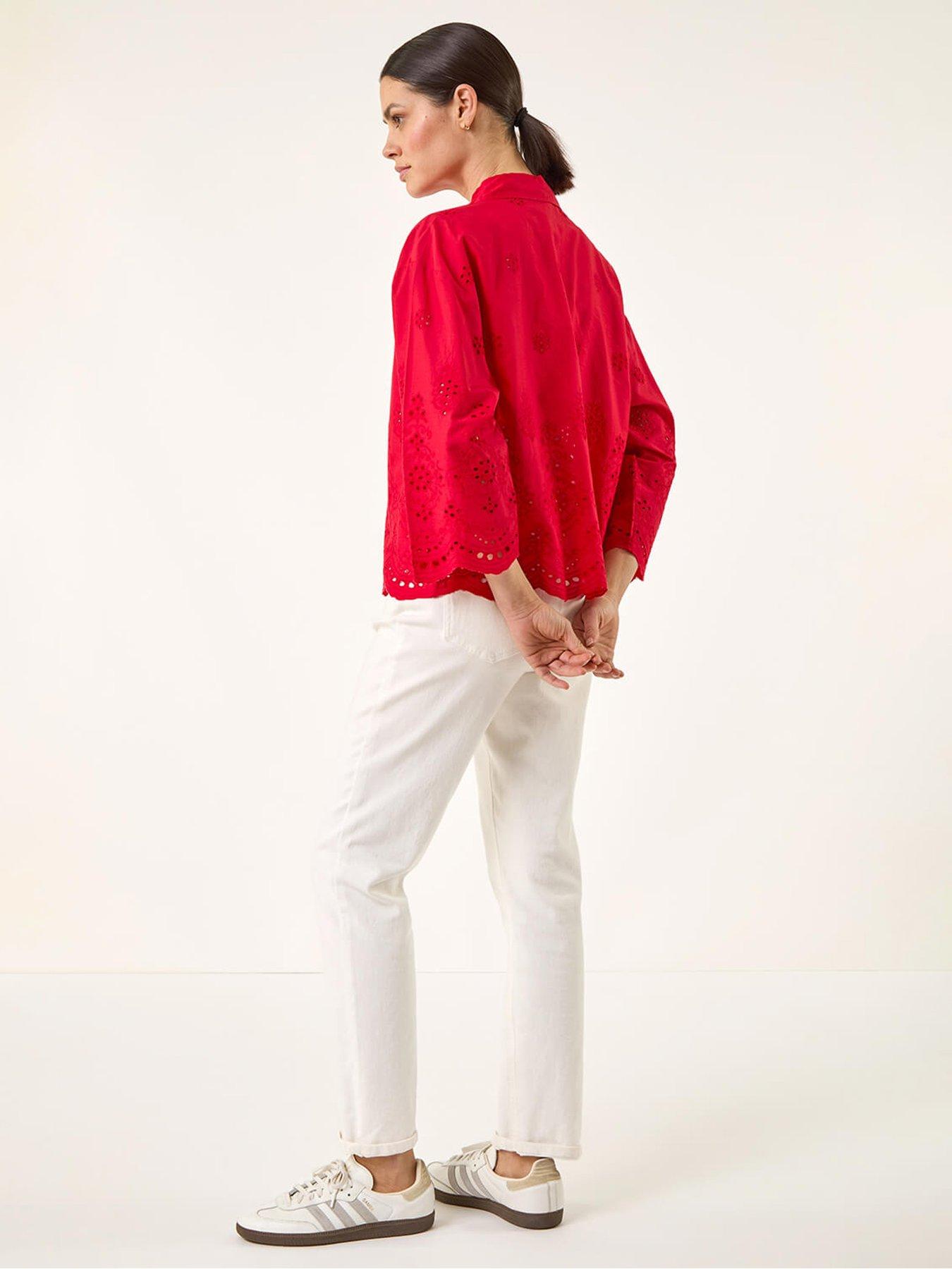 Image 2 of 5 of Roman Broderie Hem Buttoned Shirt