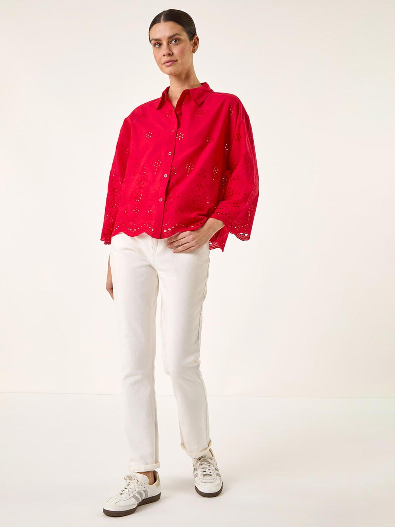 Image 3 of 5 of Roman Broderie Hem Buttoned Shirt