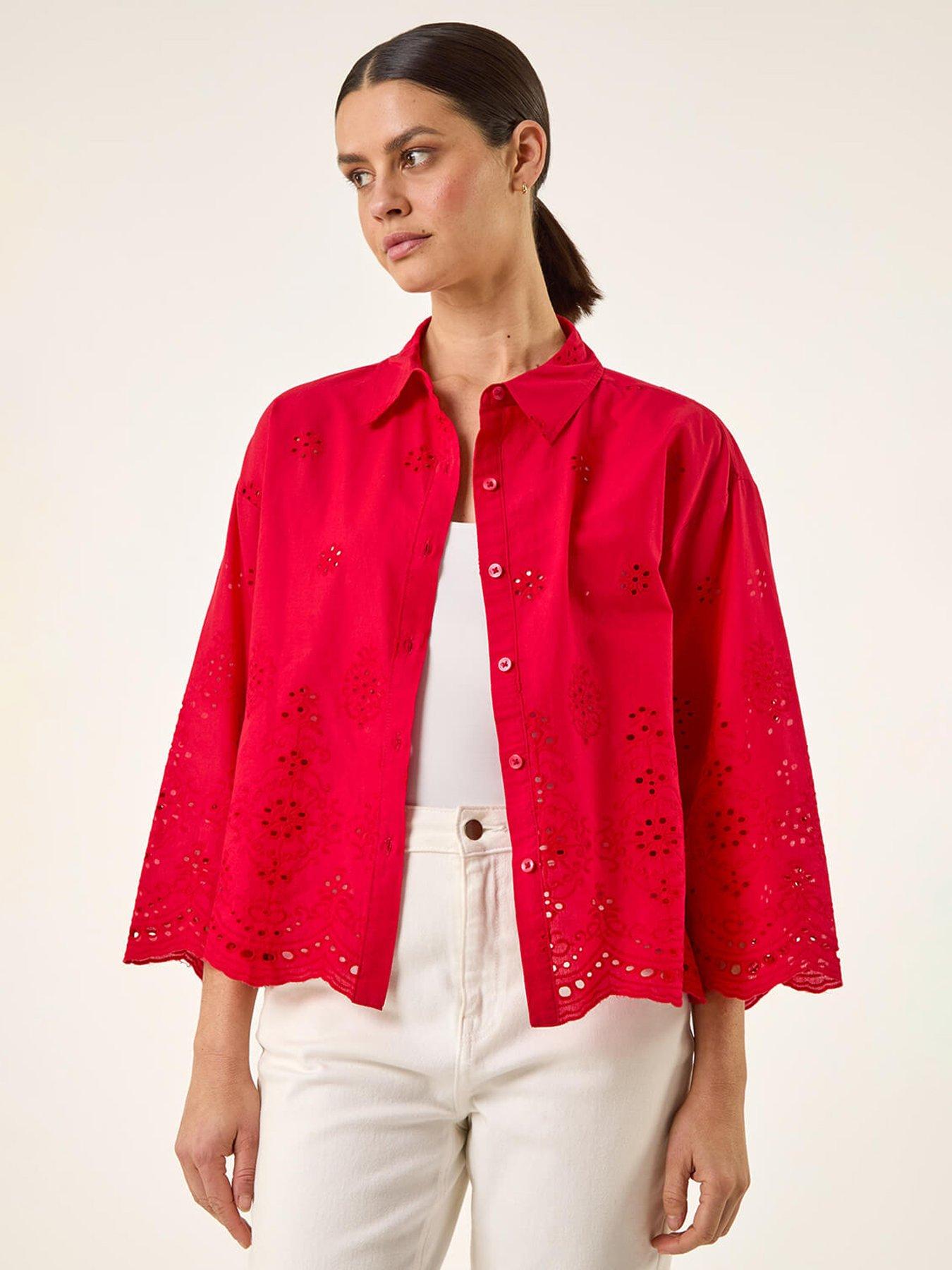 Image 4 of 5 of Roman Broderie Hem Buttoned Shirt
