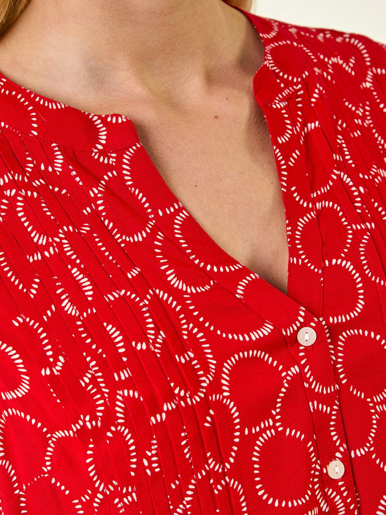Image 5 of 5 of Roman Circle Print Frill Sleeve Blouse